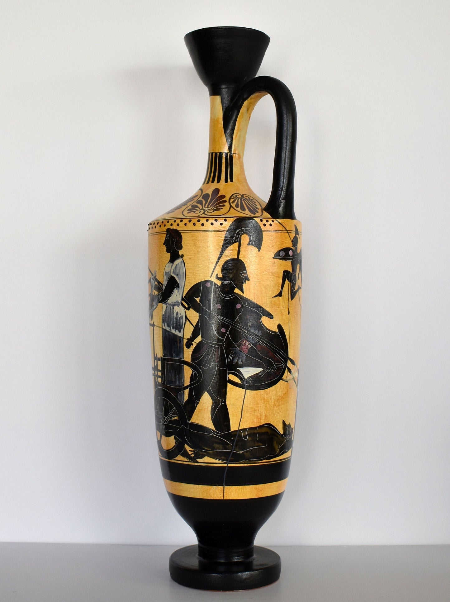 Achilles drags the Corpse of Hector with his chariot - Lekythos - 510 BC - Delos Museum - Ceramic Vase