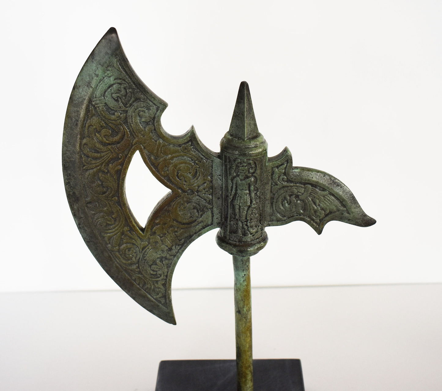 Labrys or Double Axe - Half - Minoan Art, Knossos Palace - Marble Base - Museum Replica - Pure Bronze Sculpture