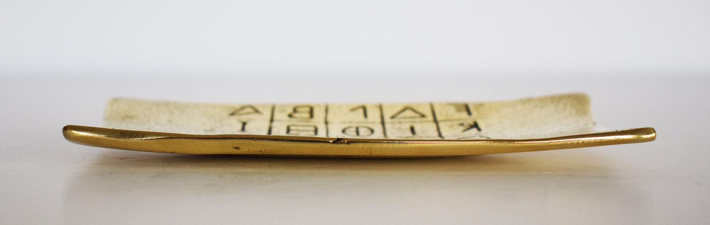 Plate - Ancient Greek Alphabet - The Ancestor of the Latin and Cyrillic Scripts - Pure Bronze  Statue