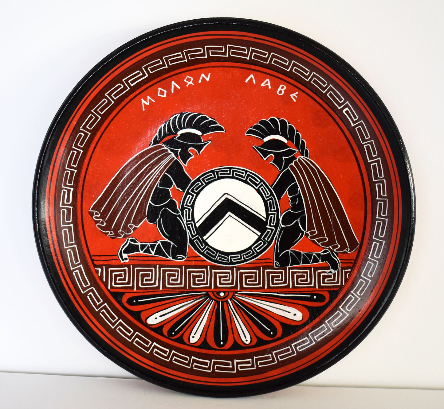 Spartan Warriors with Λ Symbol - 300 - Thermopylae - Μolon Labe, Come and get them - Ceramic plate - Handmade in Greece