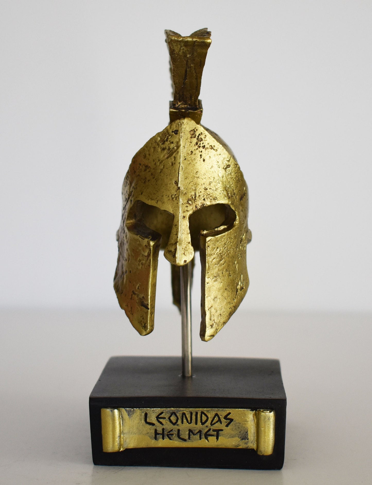 Ancient Greek Spartan Corinthian Helmet - Gold Color - Physical Battle Protection - Museum Reproduction - Polyresin Statue