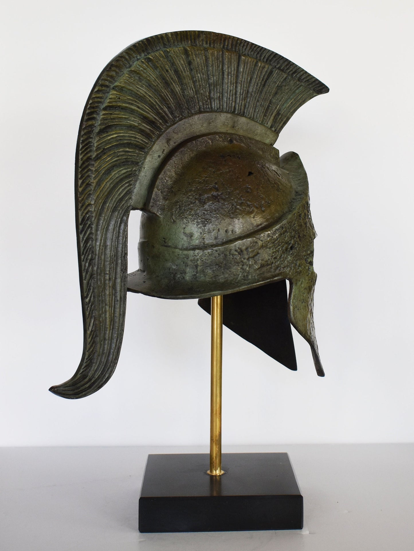 Leonida's Helmet - Spartan king - Battle of Thermopylae - 480 BC - 300 Spartans  - Marble Base - Pure Bronze  Statue