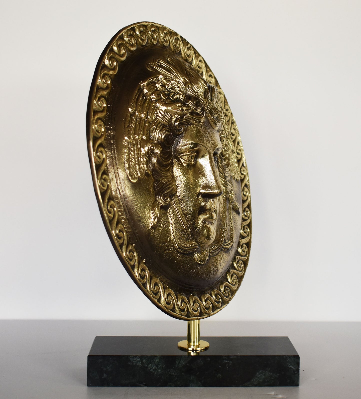 Ancient Greek Medusa Shield - Symbol of Strength and Power - Marble Base - Museum Replica - Pure Bronze Sculpture