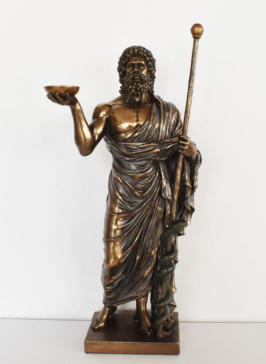 Asclepius - Snake Symbol - Hero-God of Medicine and Doctors - Represents the Healing Aspect of the Medical Arts - Cold Cast Bronze Resin