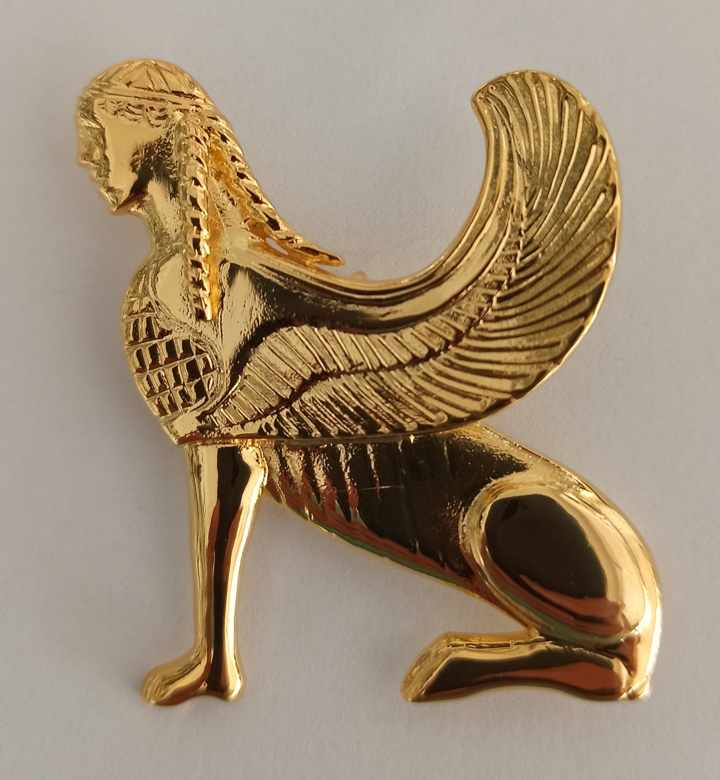 Sphinx - Guardian of Sacred Places, Symbol of Mystery  - Mortal and  Immortal - Gold Plated Pendant - Brooch Pin - 925 Sterling Silver