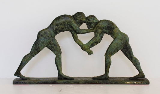 Pankration Athletes - Ancient Combat Sport - Wrestling and Boxing techniques - Olympic Games  - Pure Bronze  Statue