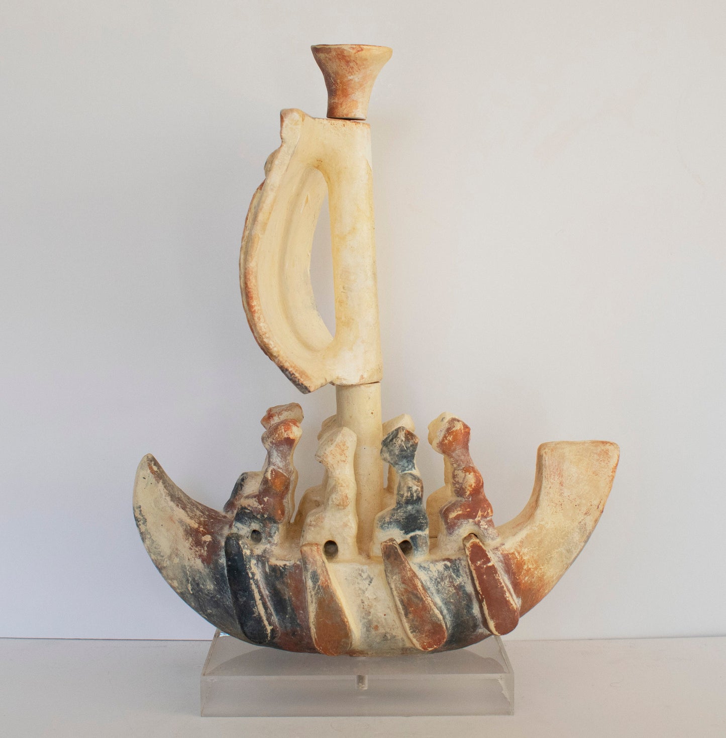 Ancient Greek Cycladic Ship with eight Rowers - Maritime Network -  Travel across the Seas - Ceramic Artifact