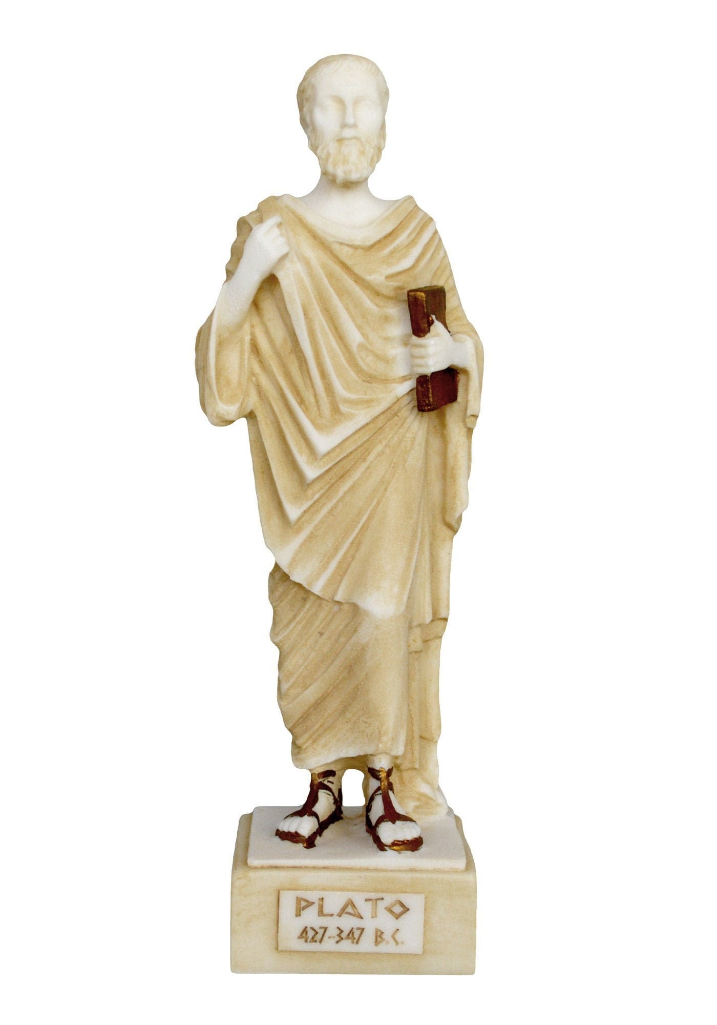 Plato - Ancient Greek Philosopher whose writings are still a major part of philosophical thought - Academy - Aged Alabaster Statue