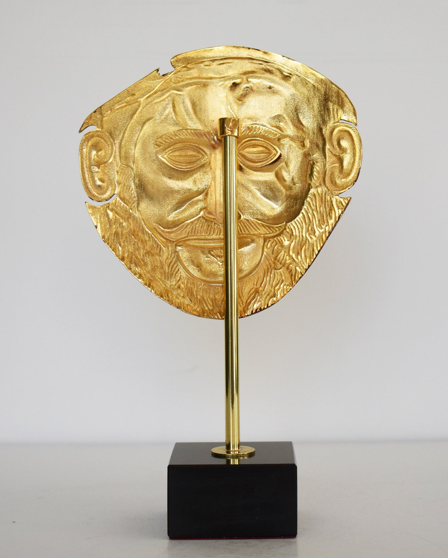 Mask of Agamemnon - King of Mycenae - Funeral Mask Replica - Marble Base  - Pure Bronze Sculpture