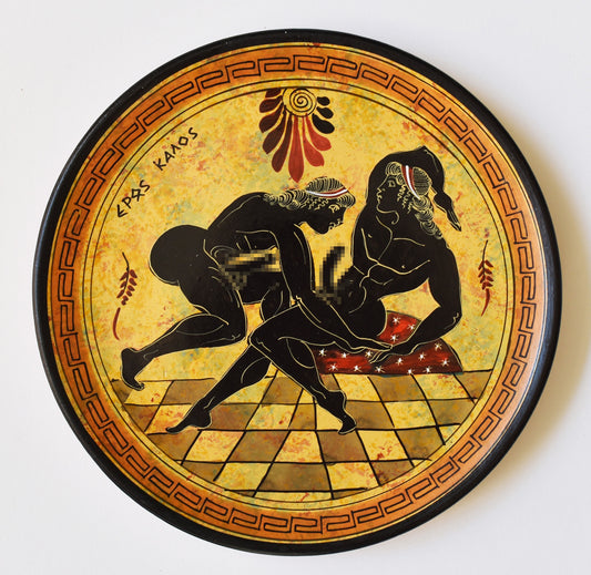 Homoerotic Scene between Two Males  - Athens, 500 BC - Life is the flower for which love is the honey - Ceramic - Handmade in Greece