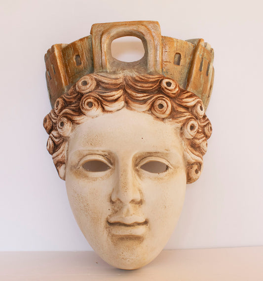 Tyche Fortuna Mask - Greek Roman Goddess of Fortune, Good Luck, Chance, Providence, Succes, Prosperity and Fate - Wall Decoration