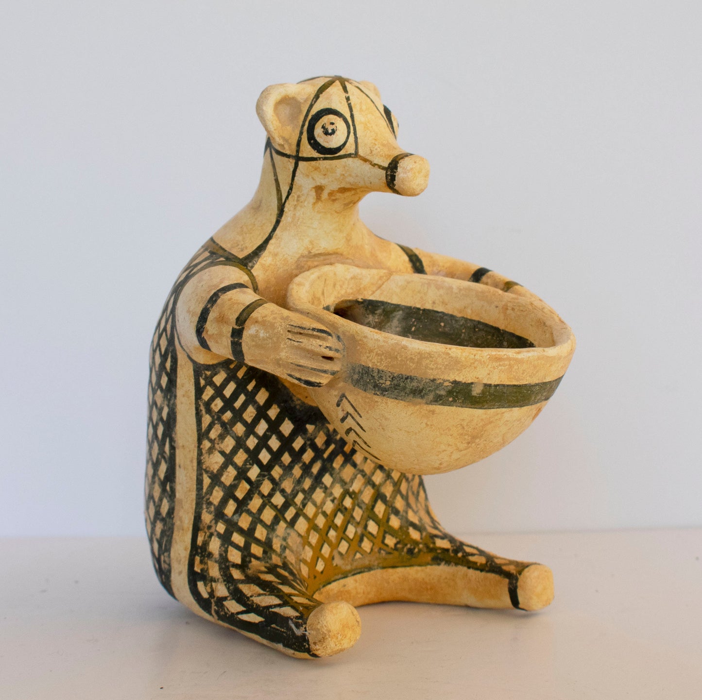 Vase in the shape of an Animal - A little Bear or Hedgehog holding a Bowl - National Athens Museum - Reproduction - Ceramic Artifact