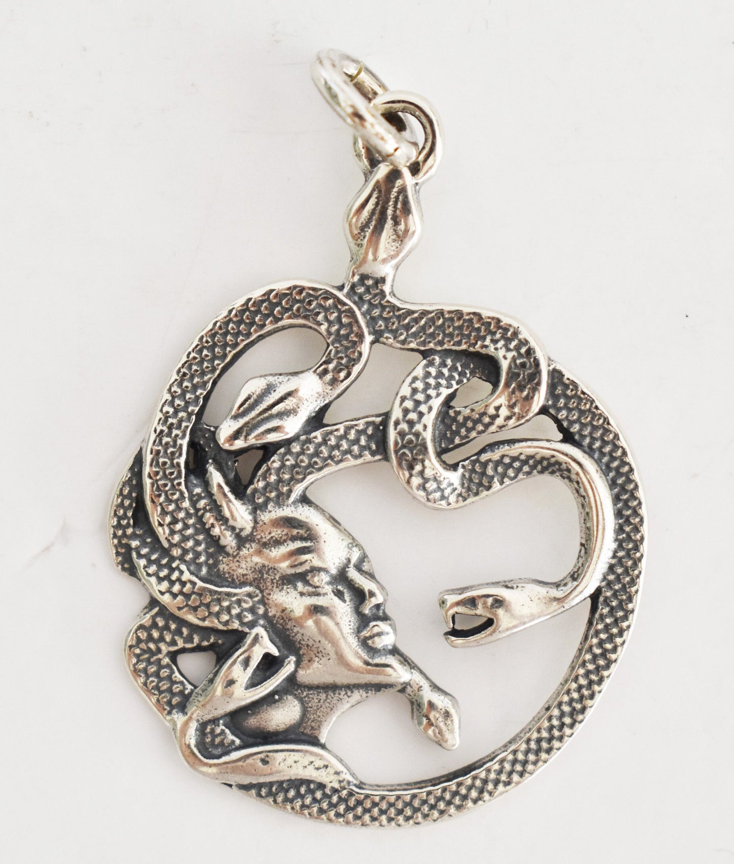 Medusa - Gorgo - Snake-Haired Gorgon - Snake Lady - Monster Figure - Perseus and Goddess Athena Myth - Pendant - 925 Sterling Silver