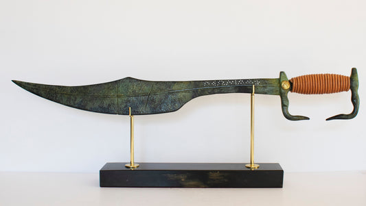 Leonidas Sword - Spartan King - Leader of 300 - Battle of Thermopylae - 480 BC - Marble Base - Small - pure Bronze Sculpture