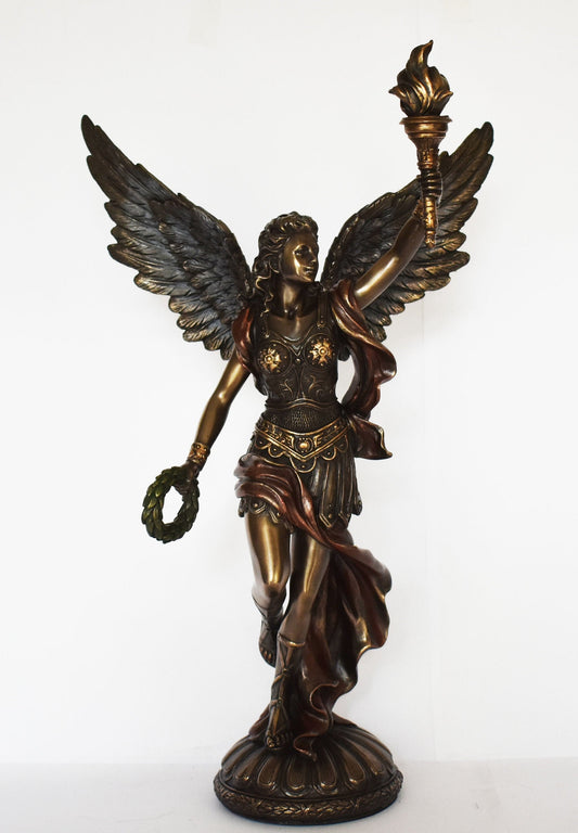 Nike Victoria Winged - carries a wreath - Greek Roman Goddess of Victory both in war and in peaceful competition - Cold Cast Bronze Resin