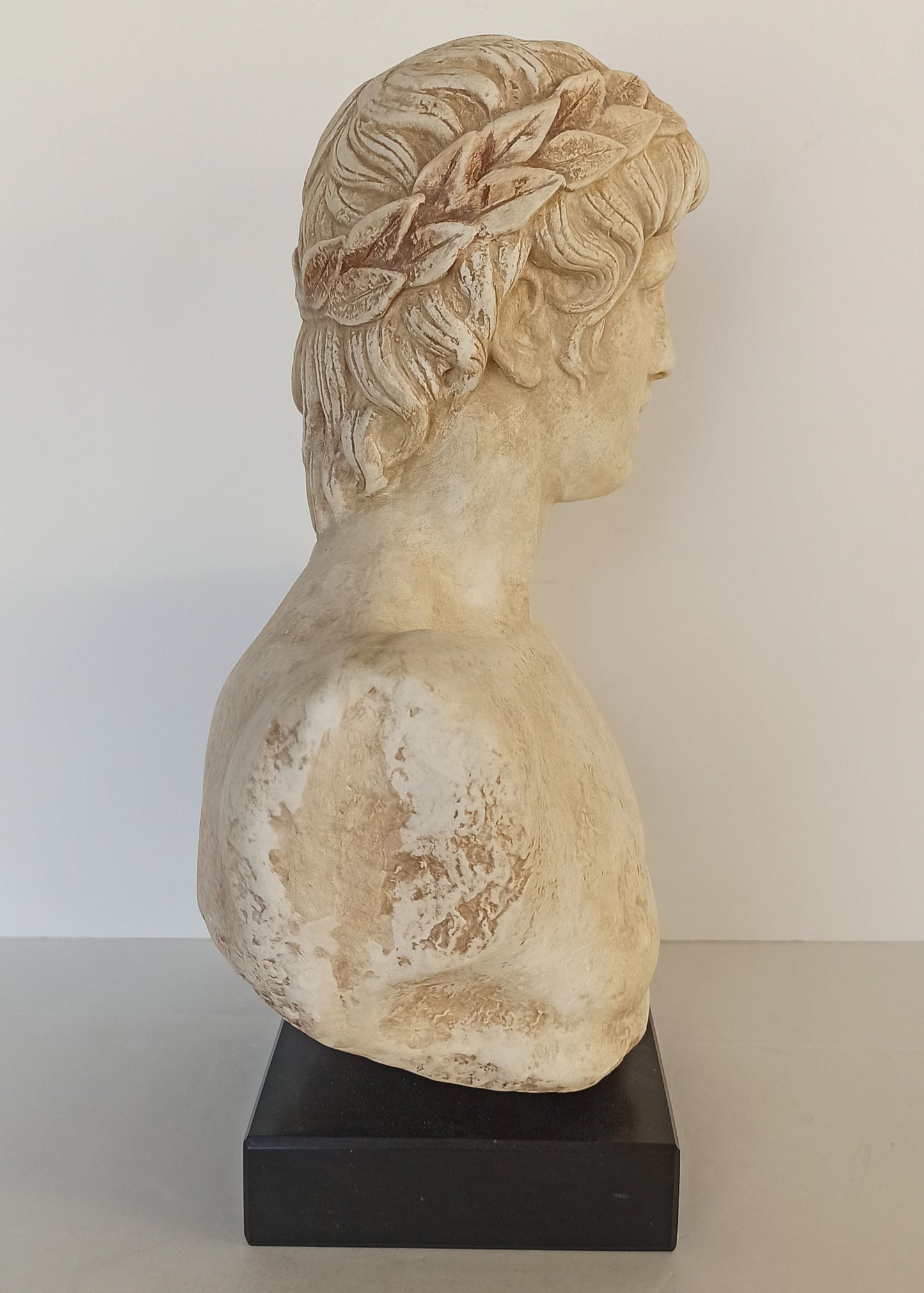 Apollo- God of Music,Poetry, Art, Prophecy, Truth, Archery, Plague, Healing, Sun and Light  - Marble Base - Head Bust - Casting Stone