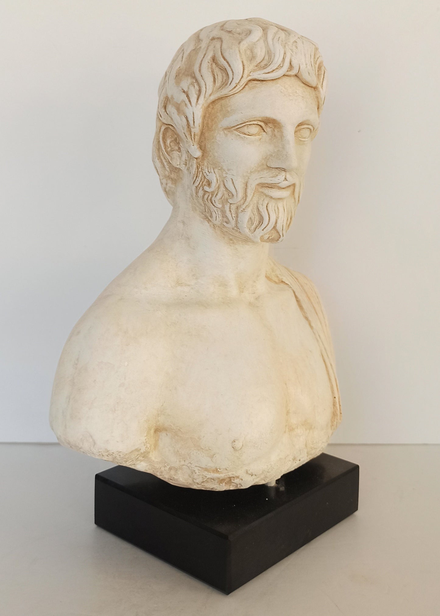 Asclepius - Greco-Roman God of Medicine, Son of Apollo - Marble Base - Museum Reproduction - Head Bust