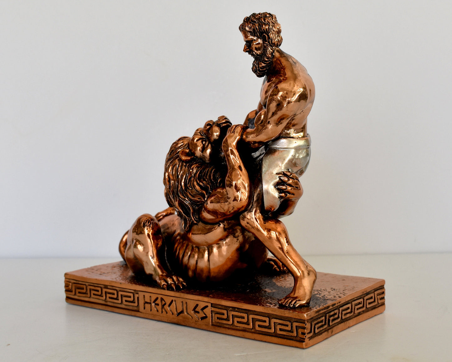 Hercules Heracles - Nemean lion - Greek Divine Hero - The 12 Labours - Strong, Brave and Masculine - Copper Plated Alabaster