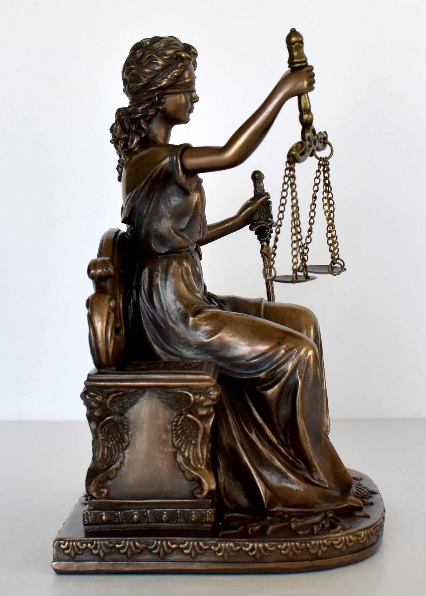 Themis Justitia - Greek Roman Goddess of Divine Law and Order, Fairness, Natural Law and Custom - Lady Justice - Cold Cast Bronze Resin