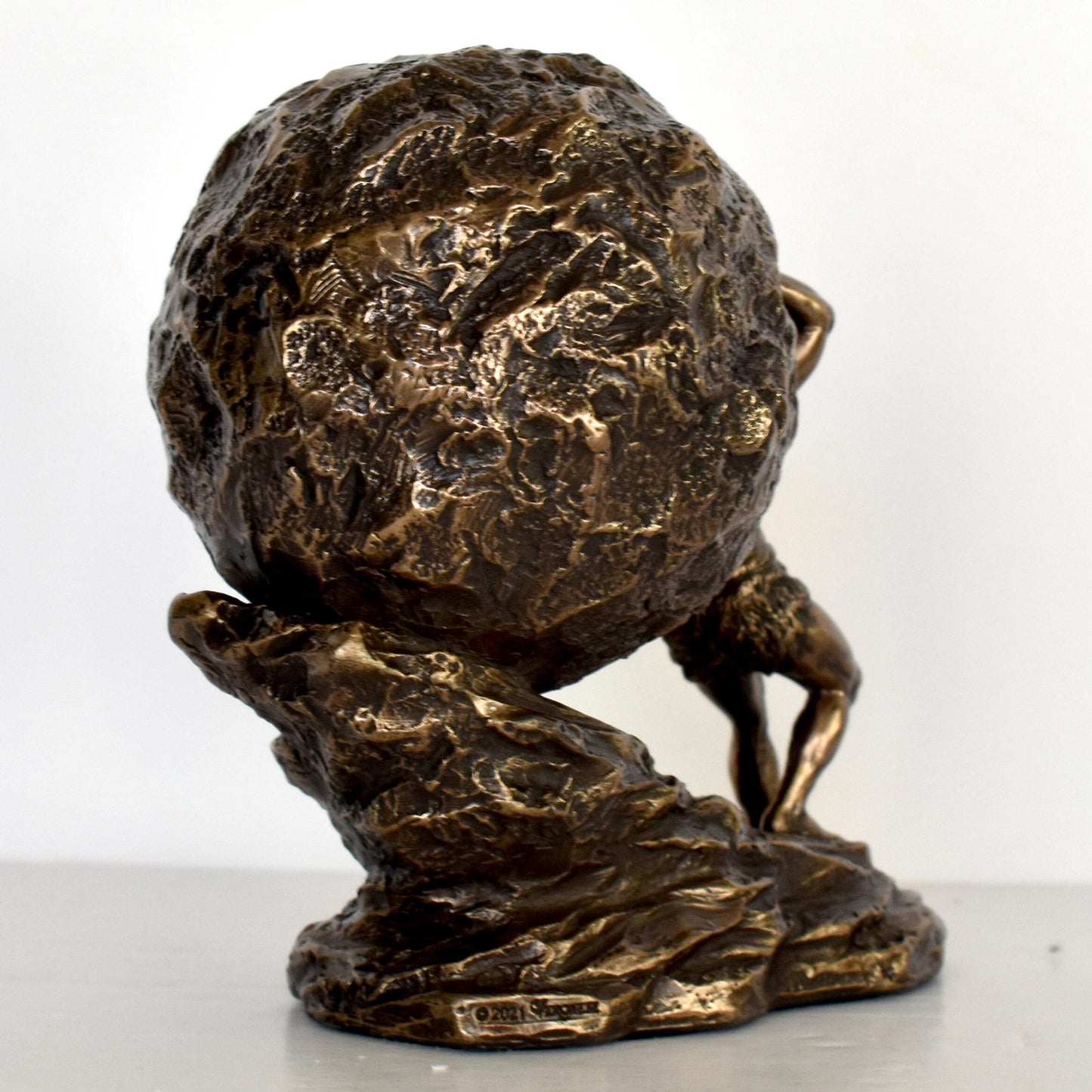 Sisyphus Sisyphos - Hades punished him  to roll a boulder up a hill and to roll down every time it neared the top - Cold Cast Bronze Resin
