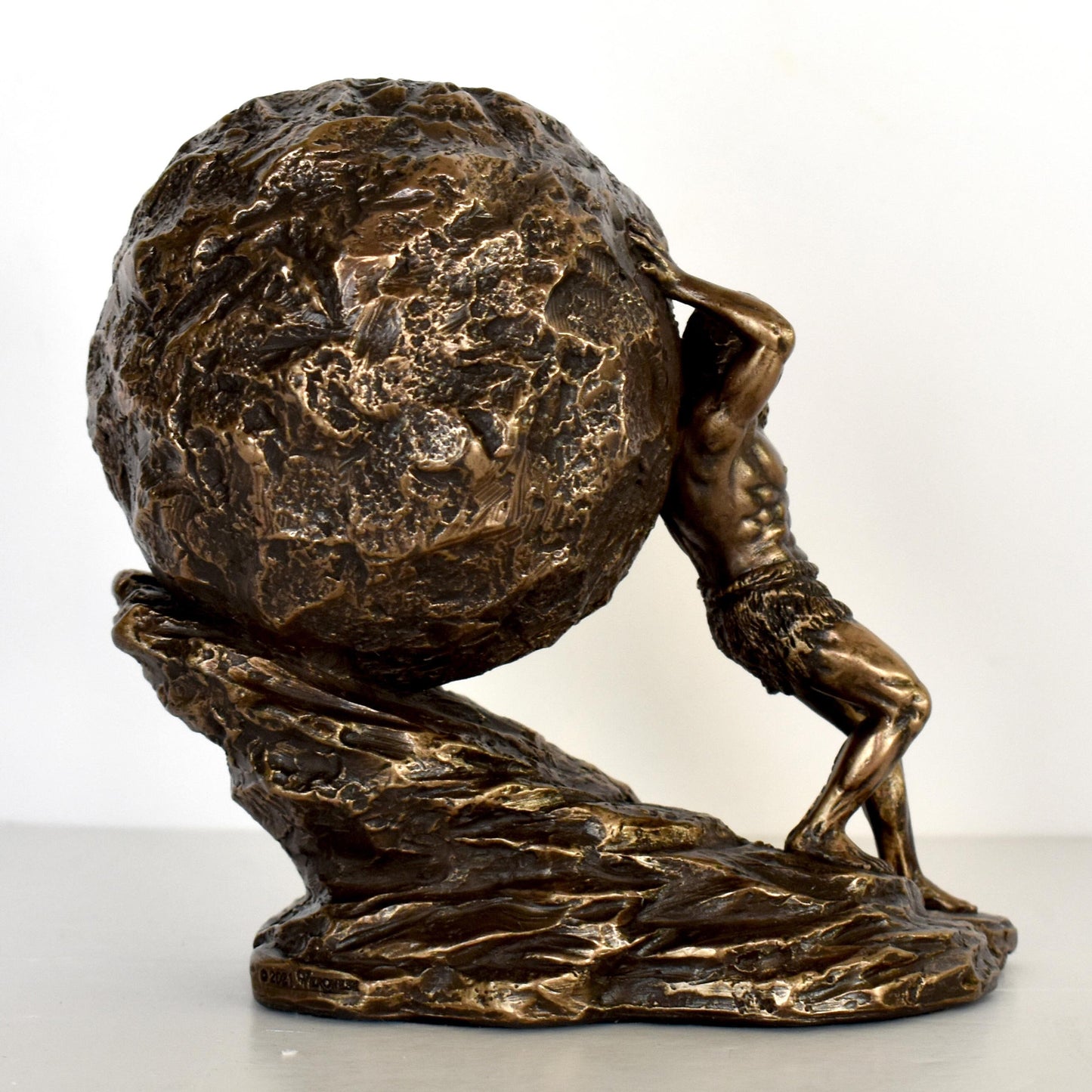 Sisyphus Sisyphos - Hades punished him  to roll a boulder up a hill and to roll down every time it neared the top - Cold Cast Bronze Resin