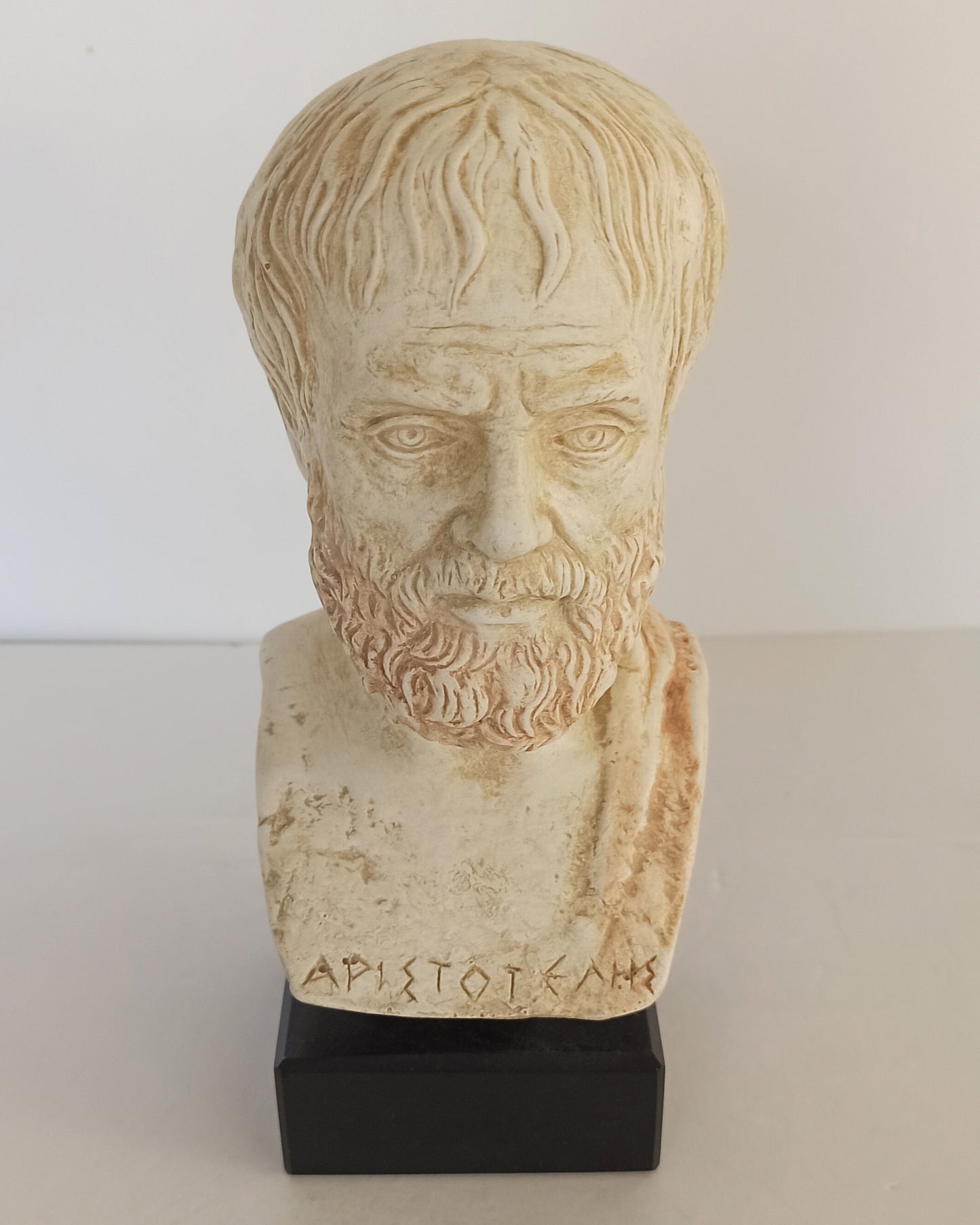 Aristotle - Ancient Greek Philoshopher and Polymath - Marble Base - Museum Reproduction - Head Bust- Casting Stone