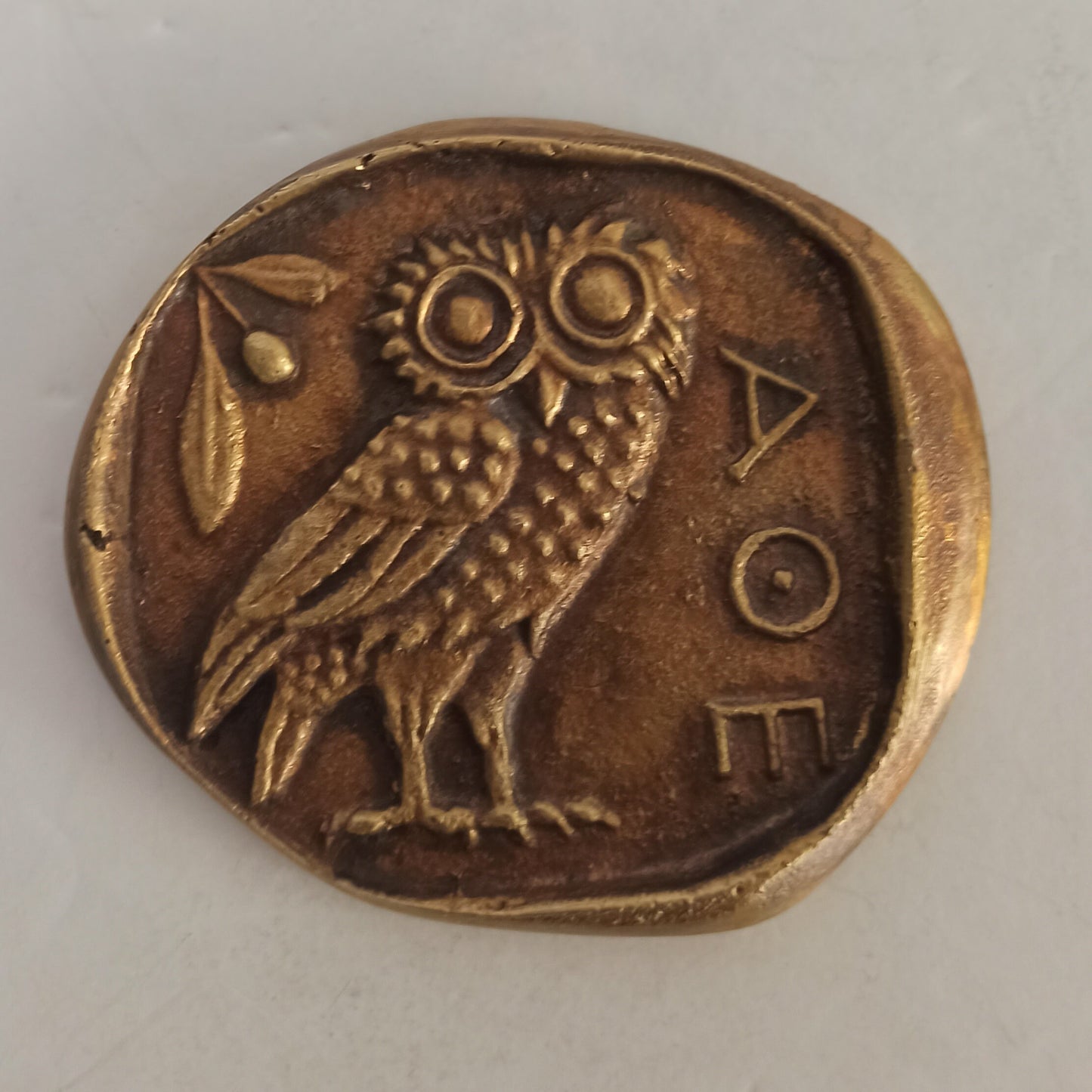 Owl of Athena - Ancient Greek Symbol of Wealth, Prosperity, Wisdom, Good Luck and Fortune - Paperweight - pure bronze  statue