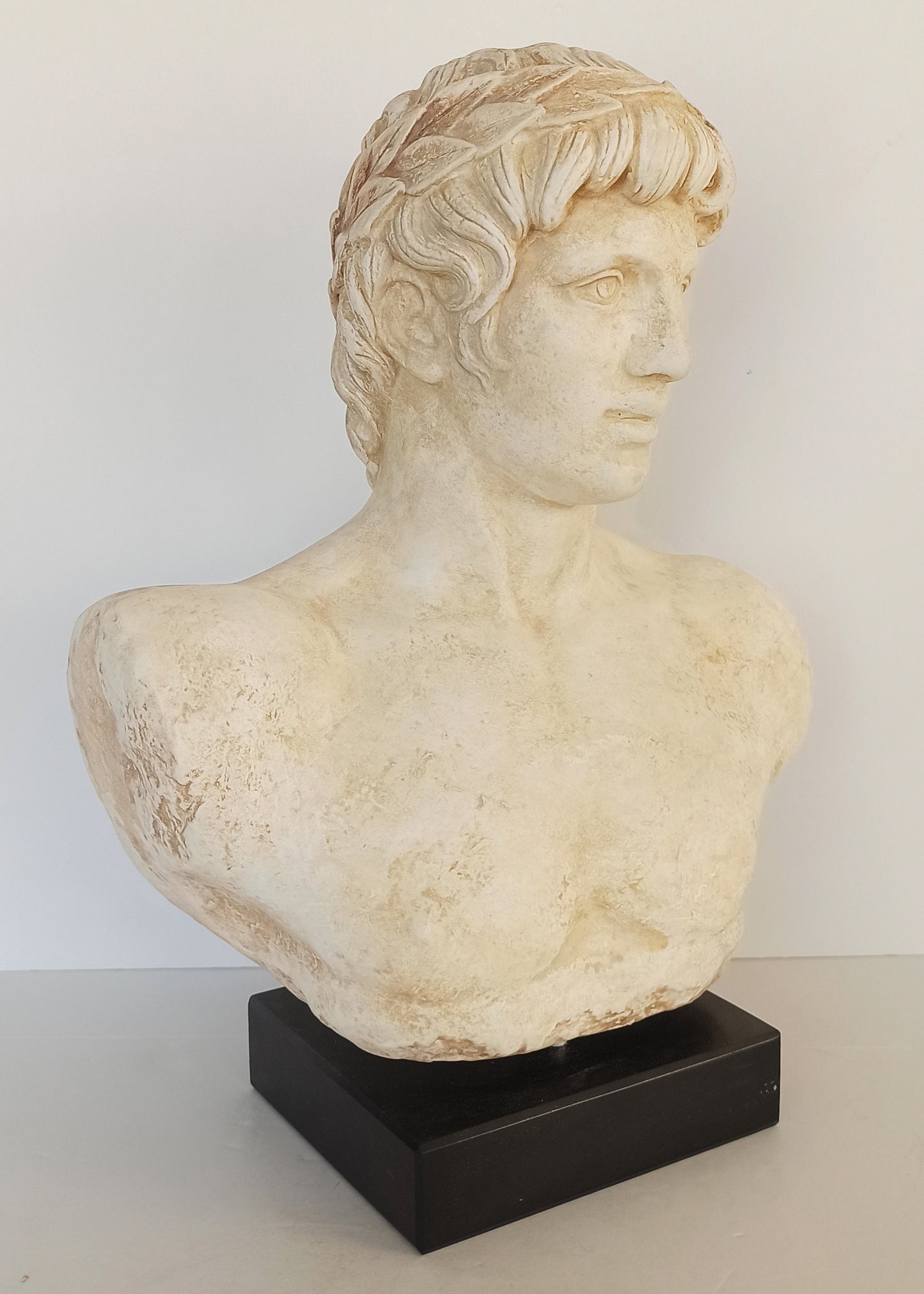 Apollo- God of Music,Poetry, Art, Prophecy, Truth, Archery, Plague, Healing, Sun and Light  - Marble Base - Head Bust - Casting Stone