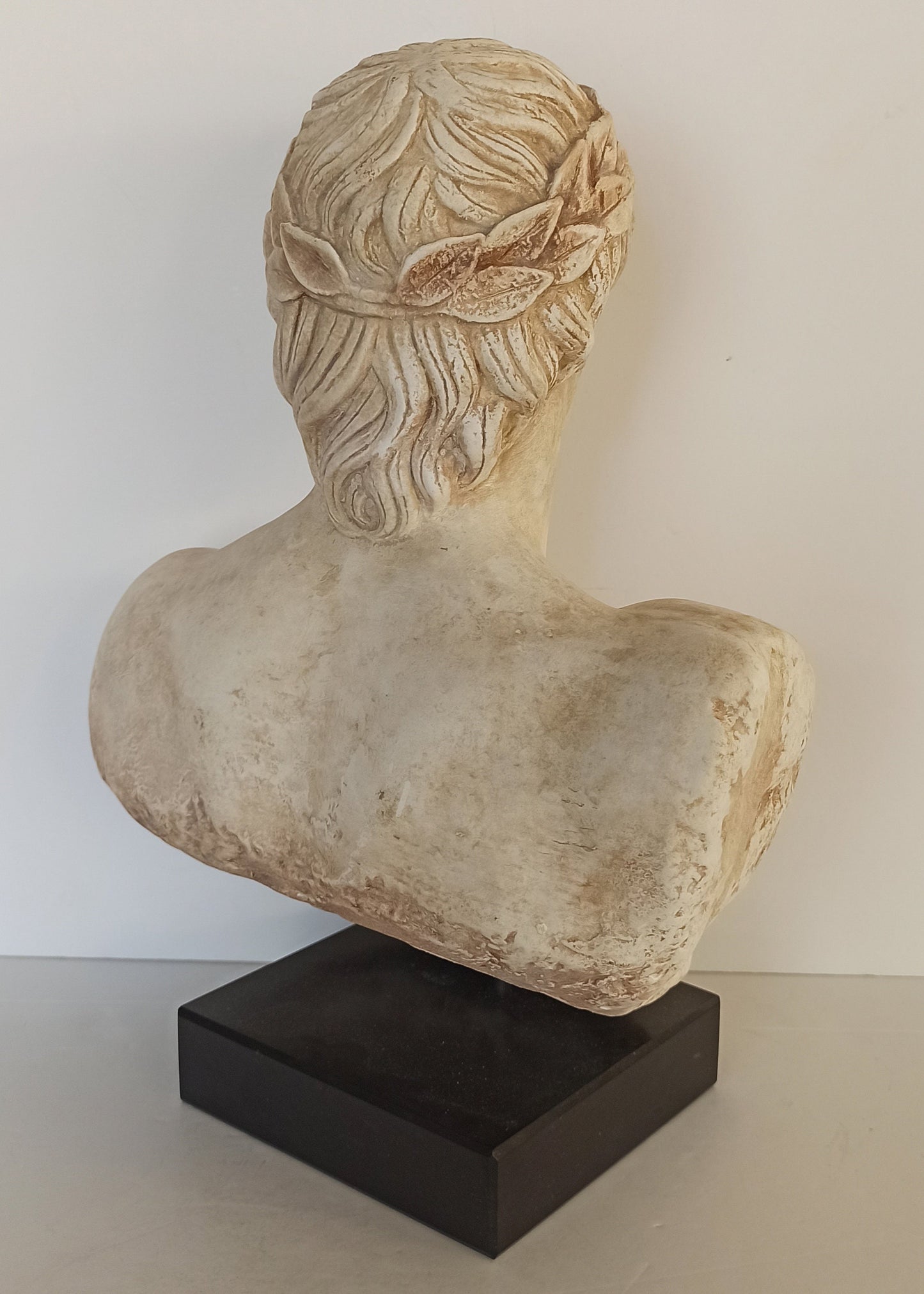 Apollo- God of Music,Poetry, Art, Prophecy, Truth, Archery, Plague, Healing, Sun and Light  - Marble Base - Head Bust - Casting Stone