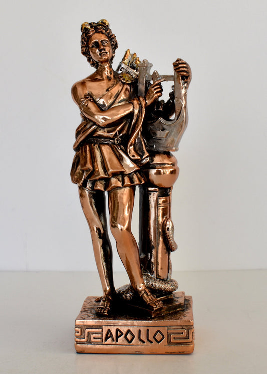Apollo Phoebus - Greek Roman God of the Sun,Light,Music,Poetry,Prophecy,Beauty - The most loved of all the gods - Copper Plated Alabaster