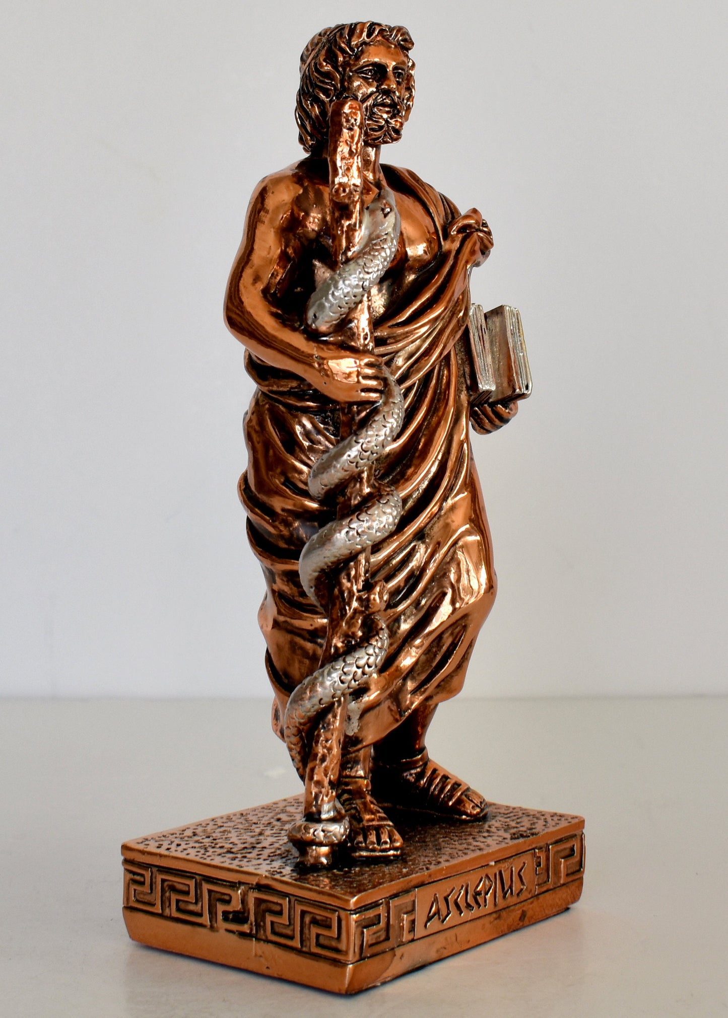 Asclepius - Ancient Greek God of Medicine and Doctors - Son of Apollo -Father of Hygeia, Iaso, Panacea, Aegle  - Copper Plated Alabaster