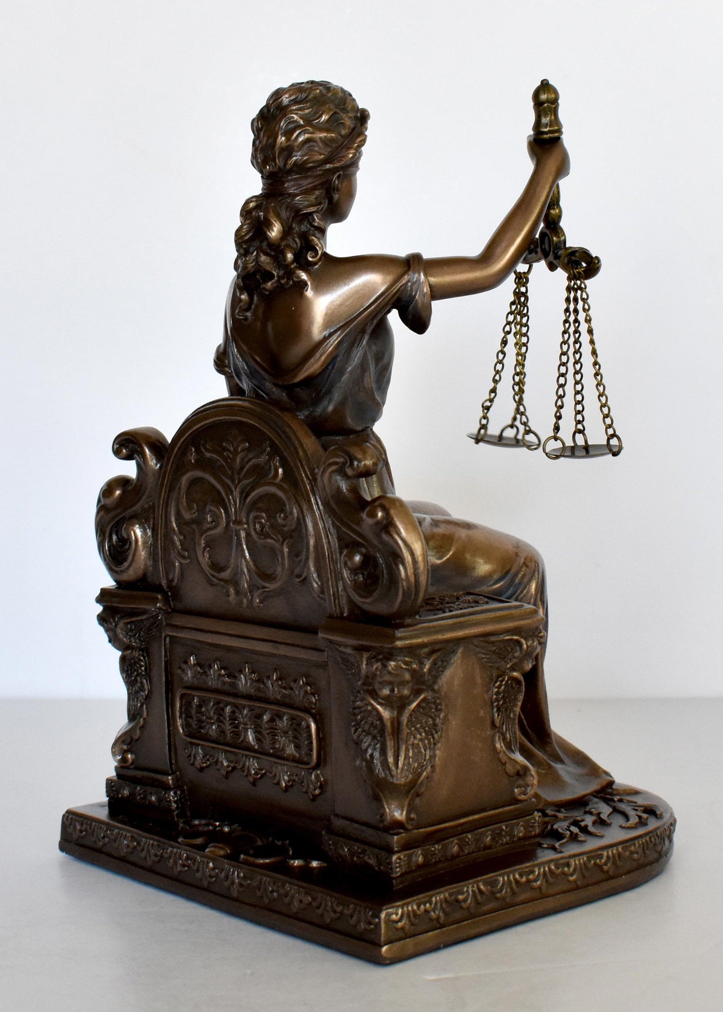 Themis Justitia - Greek Roman Goddess of Divine Law and Order, Fairness, Natural Law and Custom - Lady Justice - Cold Cast Bronze Resin