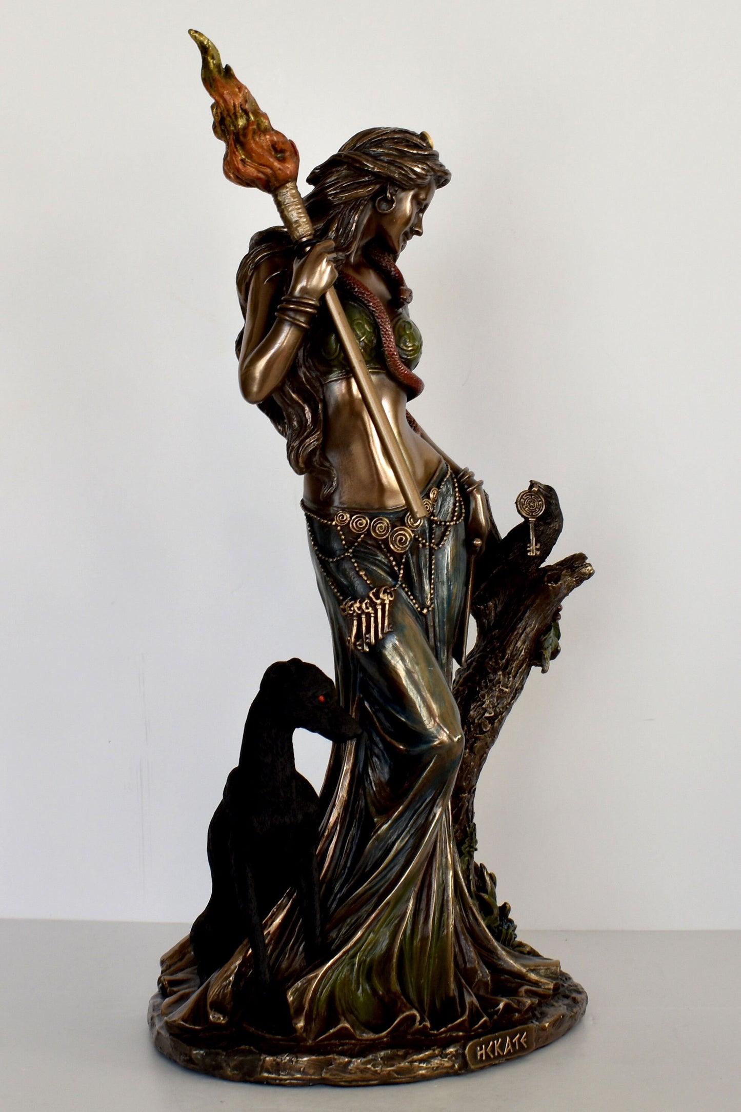 Hecate Hekate - Ancient Greek Goddess of Magic, Witchcraft, the Night, Moon, Dogs, Ghosts and Necromancy - Cold Cast Bronze Resin