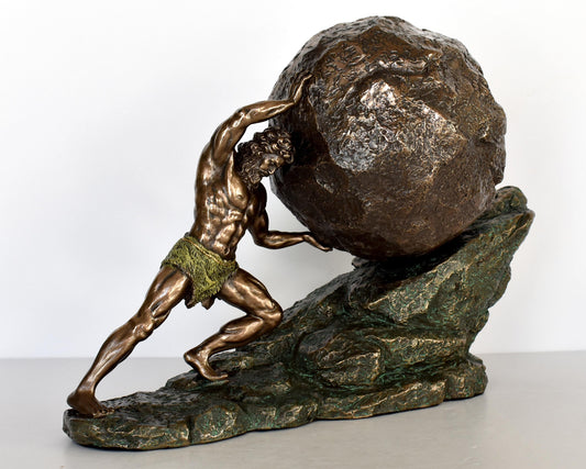 Sisyphus Sisyphos - king of Ephyra Corinth - Hades punished him to roll a boulder up a hill for eternity - Cold Cast Bronze Resin