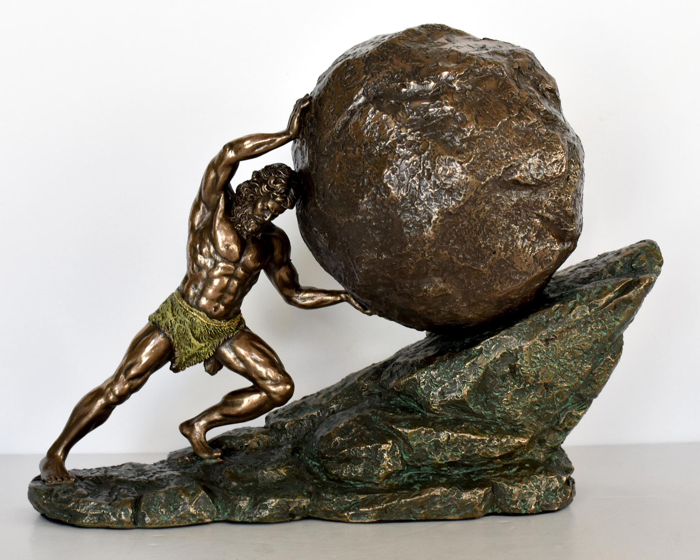 Sisyphus Sisyphos - king of Ephyra Corinth - Hades punished him to roll a boulder up a hill for eternity - Cold Cast Bronze Resin