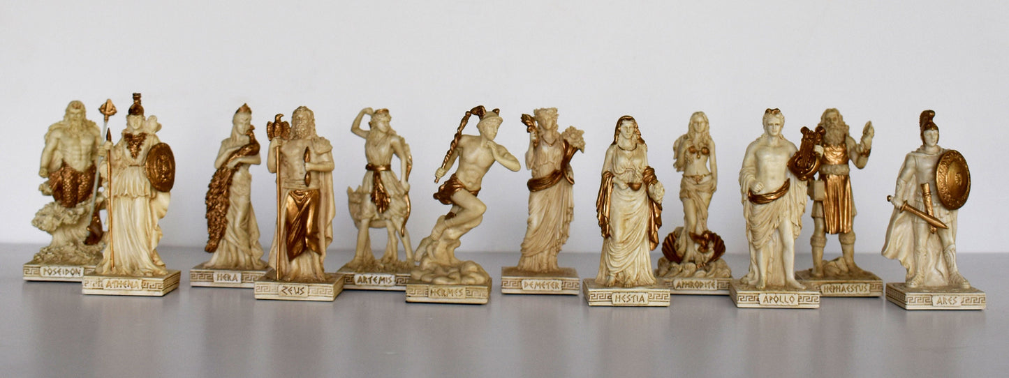 Set of theTwelve Olympians - the most important deities in ancient Greece - Greek and Roman Religion - Miniatures - Cold Cast Bronze Resin