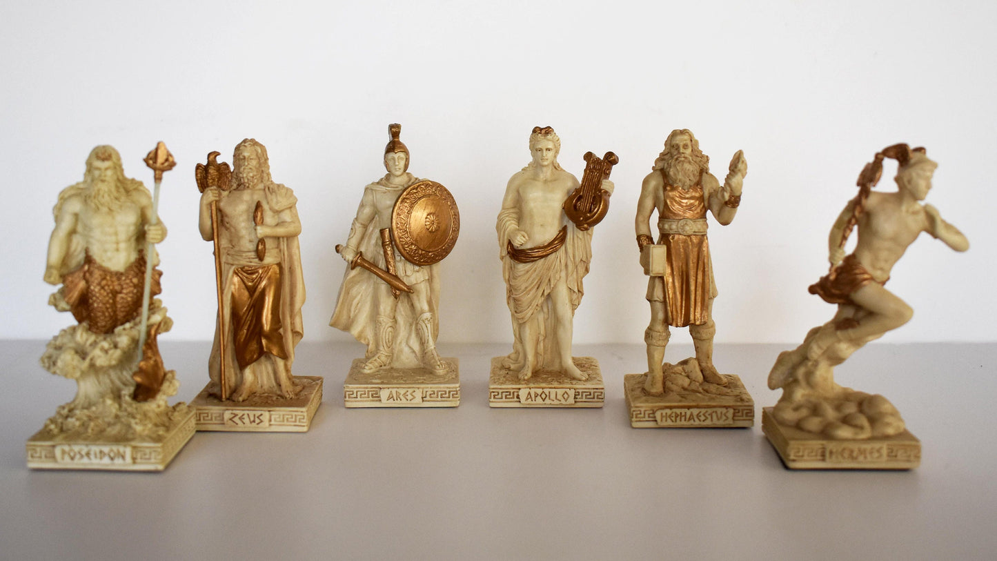 Set of theTwelve Olympians - the most important deities in ancient Greece - Greek and Roman Religion - Miniatures - Cold Cast Bronze Resin