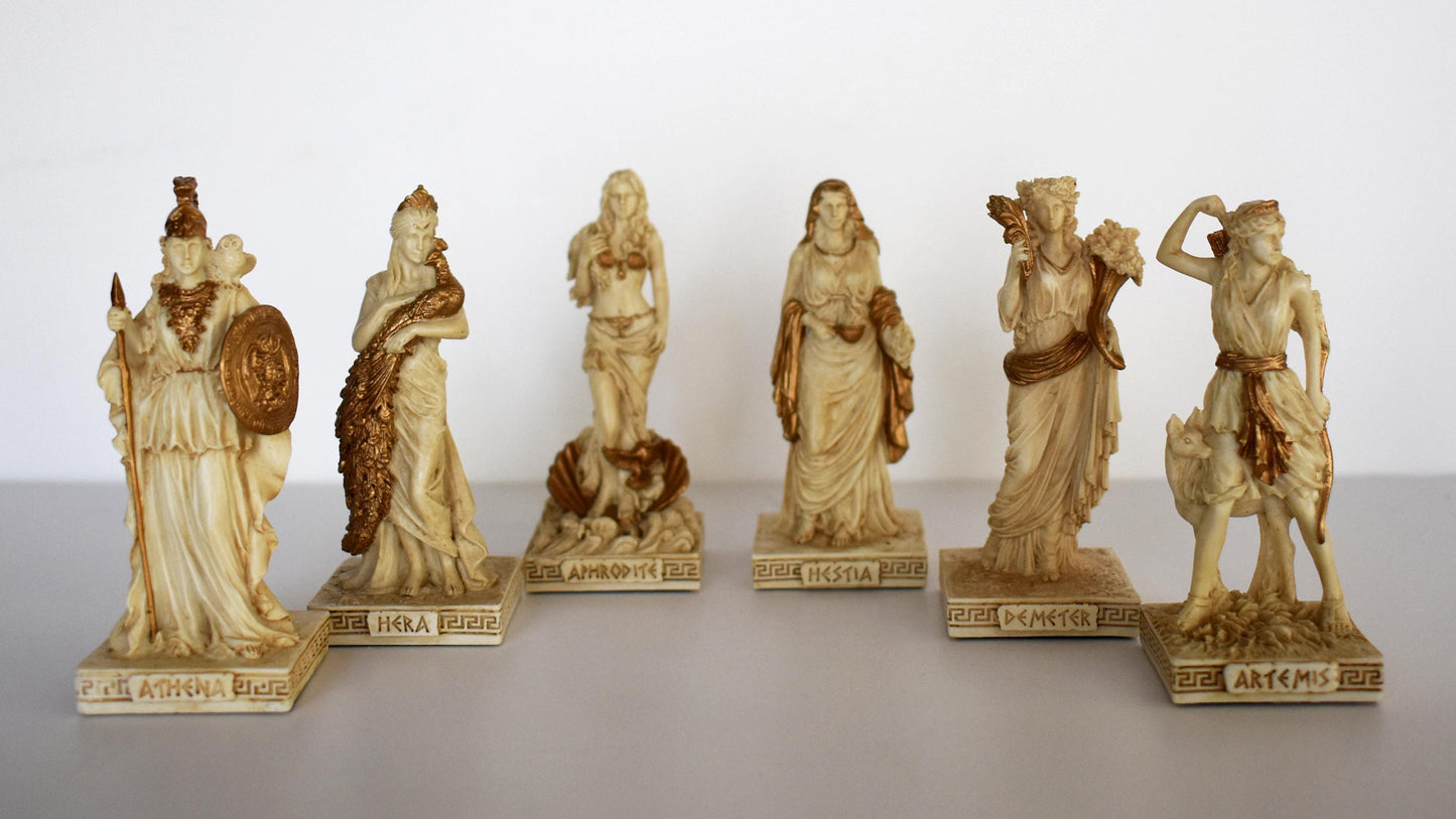 Set of theTwelve Olympians - the most important deities in ancient Greece - Greek and Roman Religion - Miniatures - Cold Cast Bronze Resin