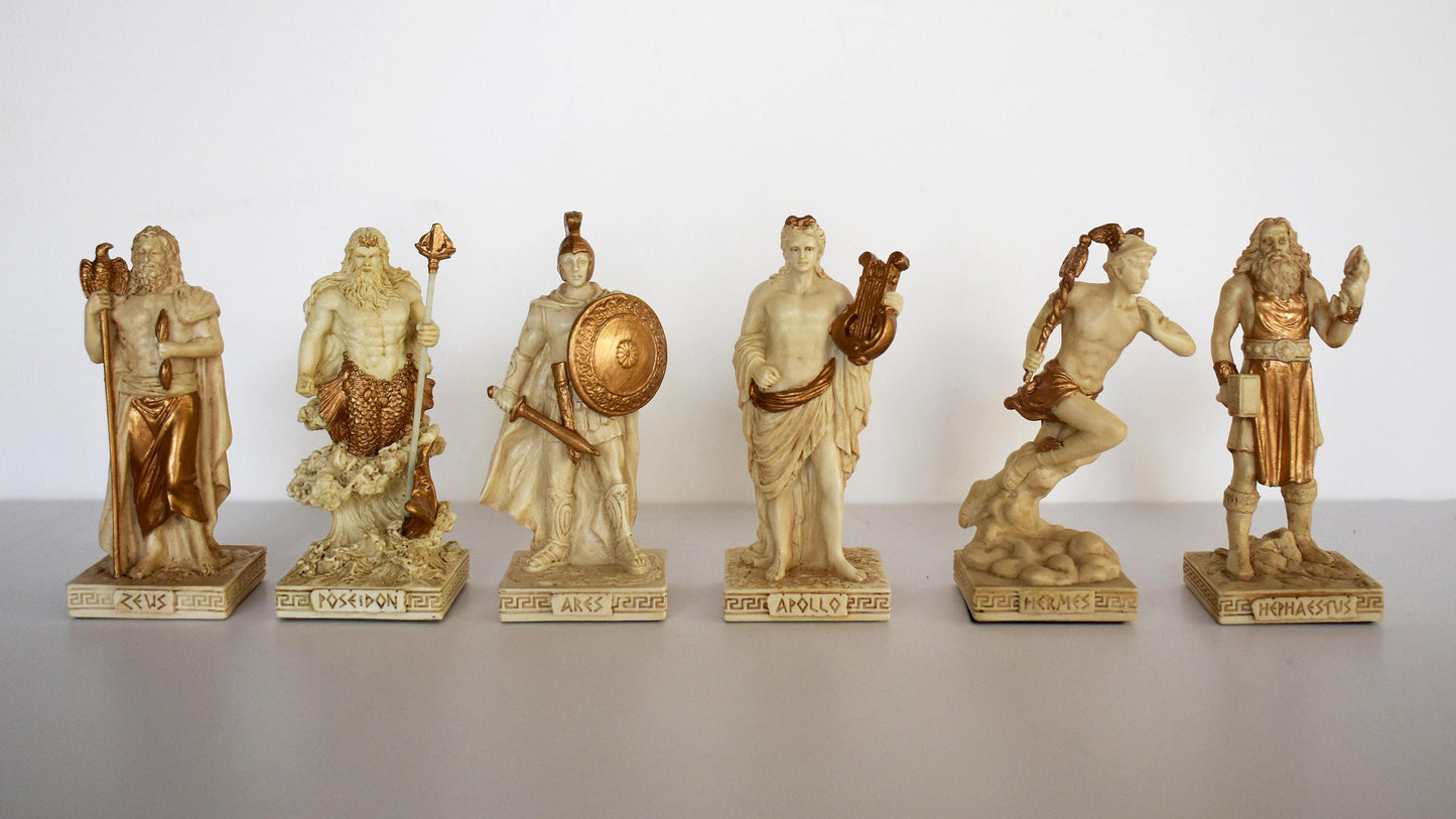 Set of theTwelve Olympians - the most important deities in ancient Greece - Greek and Roman Religion - Miniatures - Cold Cast Bronze Resin