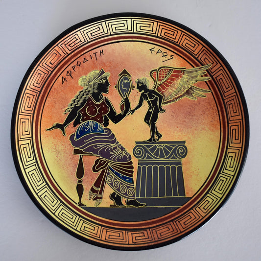 Aphrodite Venus – Greek Roman Goddess of Love, Beauty, Pleasure, Fertility, Desire and Procreation - Ceramic plate - Handmade in Greece