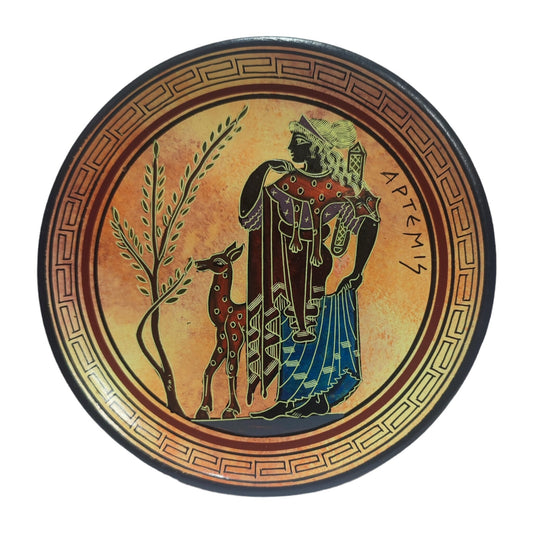 Artemis Diana - Greek Roman Goddess of Hunt, the Wilderness, Wild animals, the Moon and Chastity - Ceramic plate - Handmade in Greece