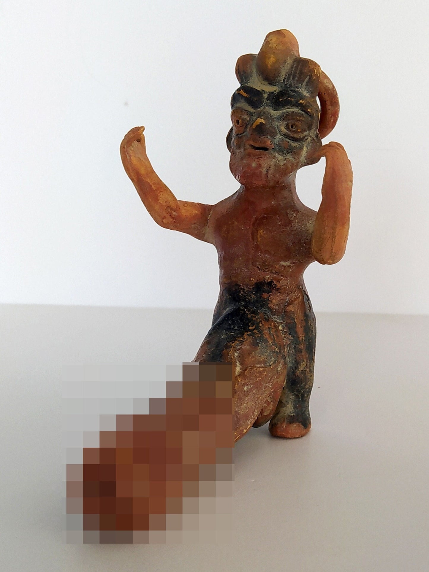 Pottery oil lamp in the shape of a Satyr,  with an enormous phallus - Pompeii, 100 A.D. - Fertility - Museum Reproduction - Ceramic Artifact