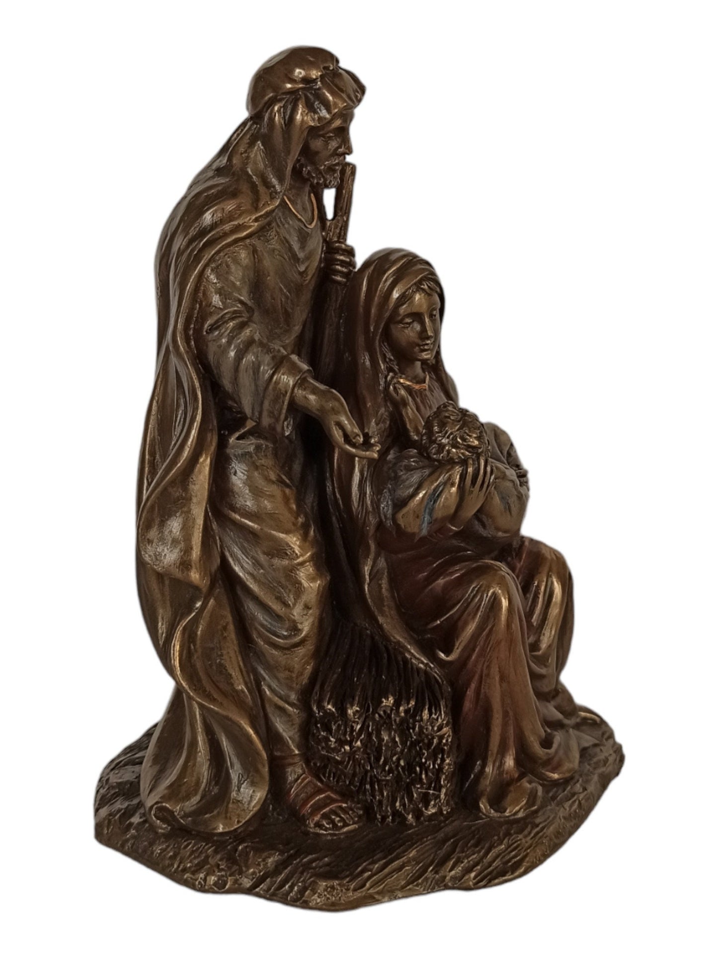 The Birth of Jesus Christ - Joseph and Mary -  It means that Joy has come into this World - The Hope we have in God - Cold Cast Bronze Resin