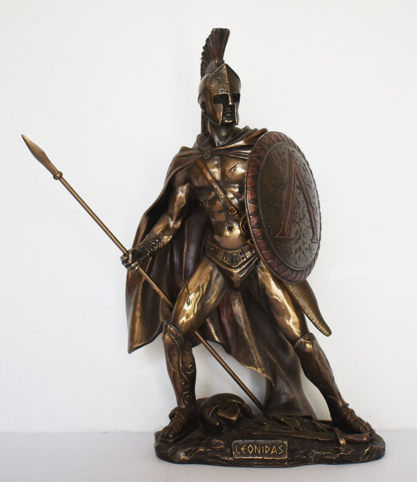 Leonidas - Spartan King - Leader of 300 soldiers - Battle of Thermopylae - 480 BC - Molon Labe, Come and Take Them - Cold Cast Bronze Resin