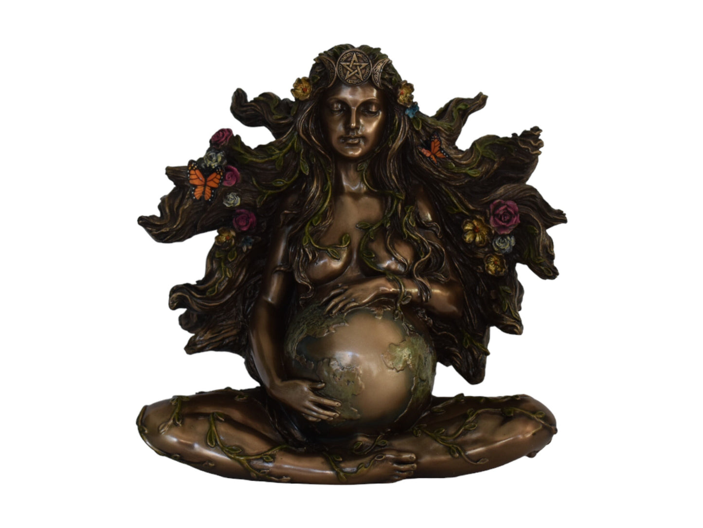 Gaia Gaea Terra - Ancient Greek Goddess of the Earth - One of the most powerful - Ancestral Mother of all Life - Cold Cast Bronze Resin