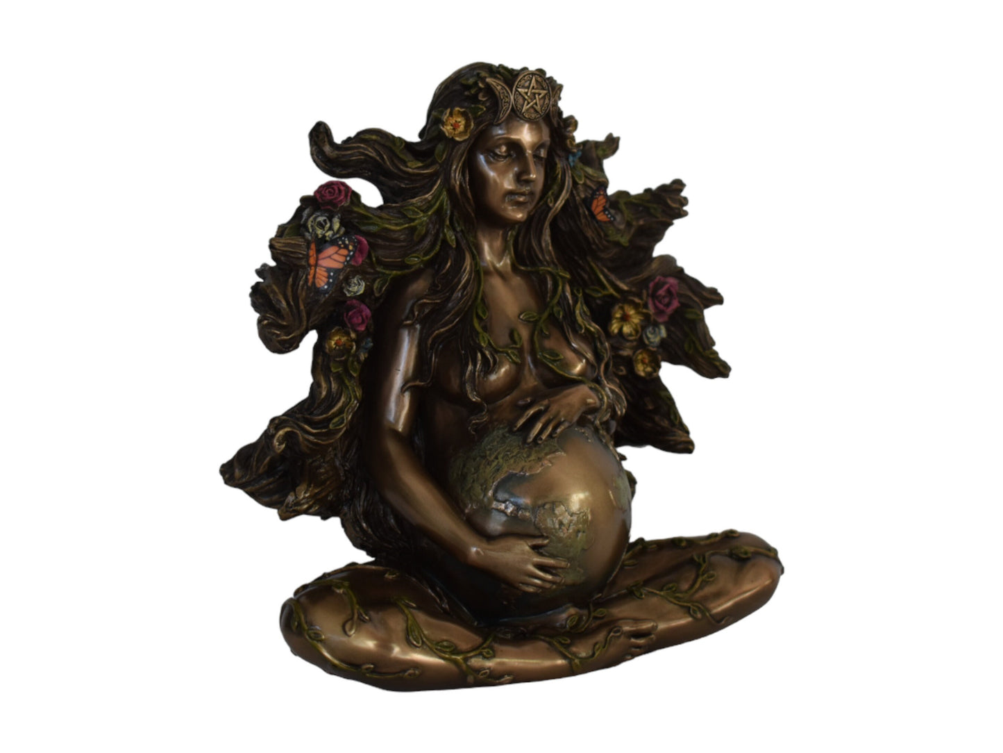 Gaia Gaea Terra - Ancient Greek Goddess of the Earth - One of the most powerful - Ancestral Mother of all Life - Cold Cast Bronze Resin