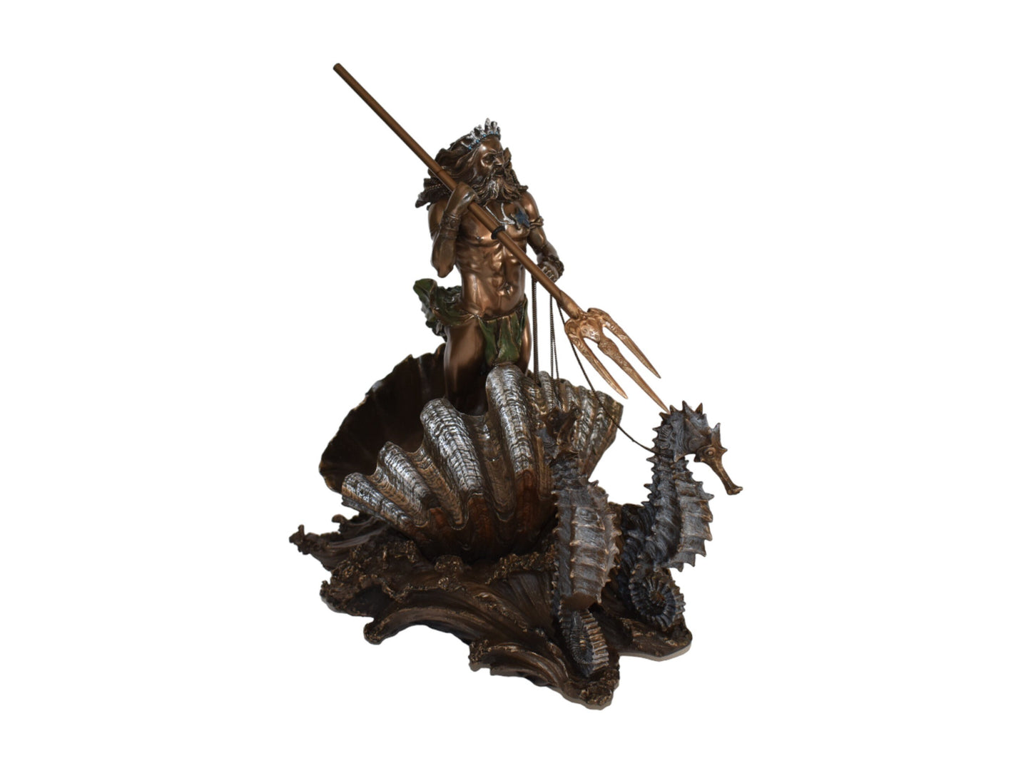 Poseidon Neptune - Greek Roman God of the Sea, Storms, Earthquakes and Horses - god of the deep - Cold Cast Bronze Resin