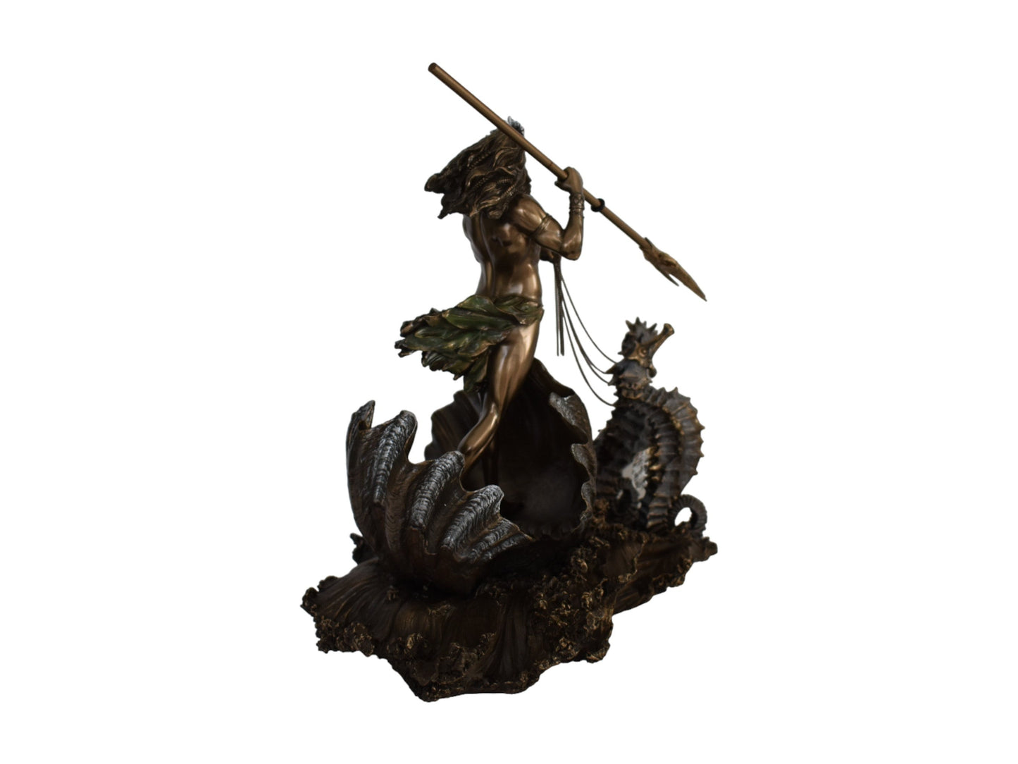 Poseidon Neptune - Greek Roman God of the Sea, Storms, Earthquakes and Horses - god of the deep - Cold Cast Bronze Resin