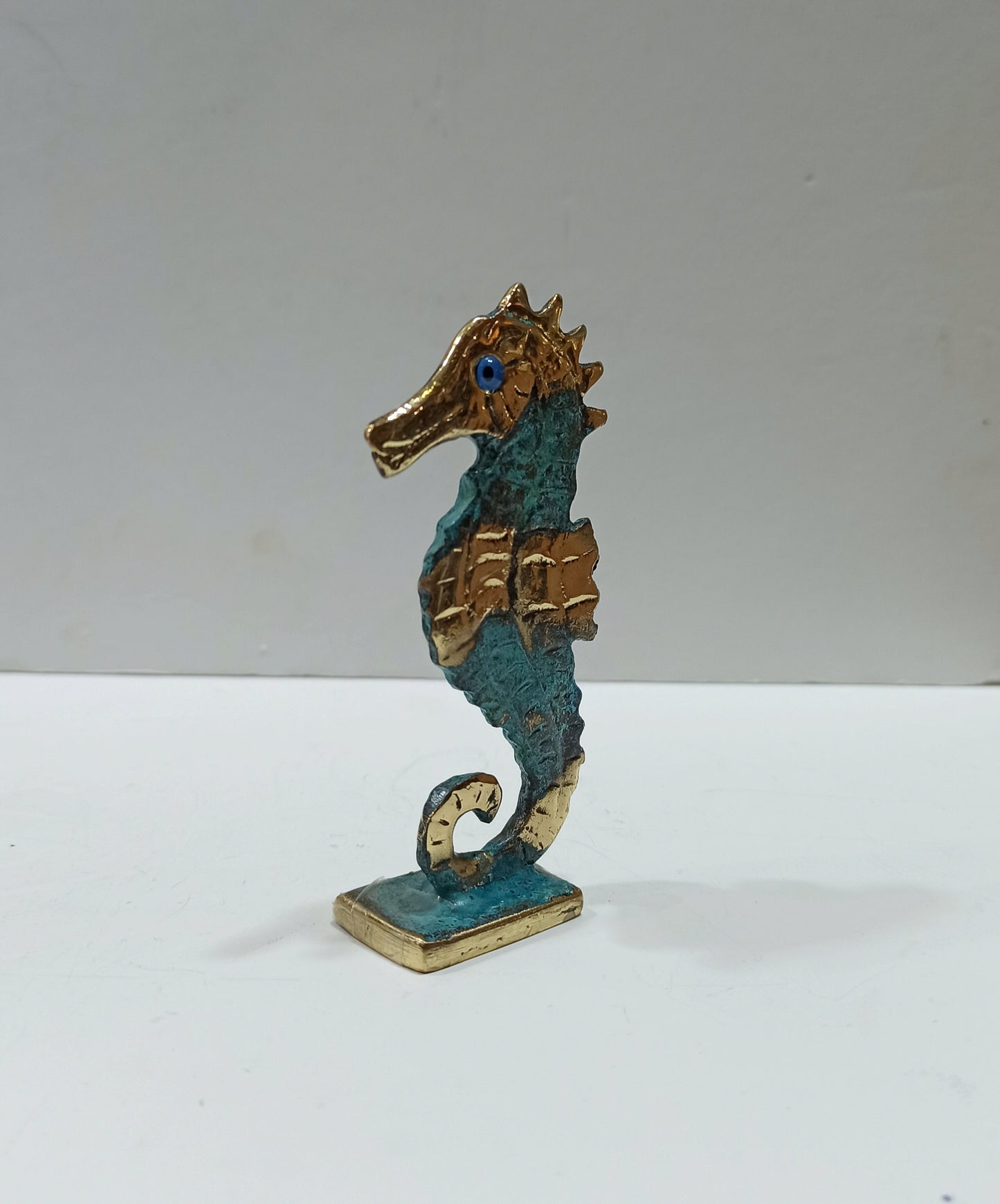 Hippocampus Seahorse Miniature - Symbol of God Poseidon Neptune - Power, Water, Helpfulness, Bravery - pure Bronze Sculpture