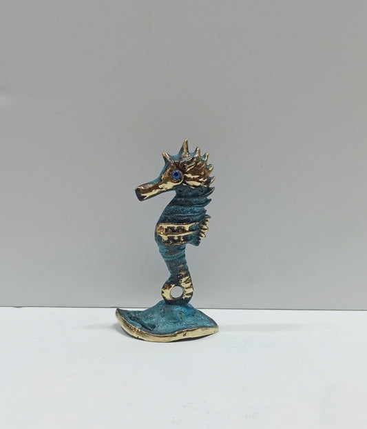 Hippocampus Seahorse  - Miniature - Symbol of God Poseidon - Power, Water, Helpfulness, Bravery - pure Bronze Sculpture